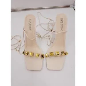 Cape Robbin Shoes Cape Robbin Aigo Cream Lace Up Leg Clear